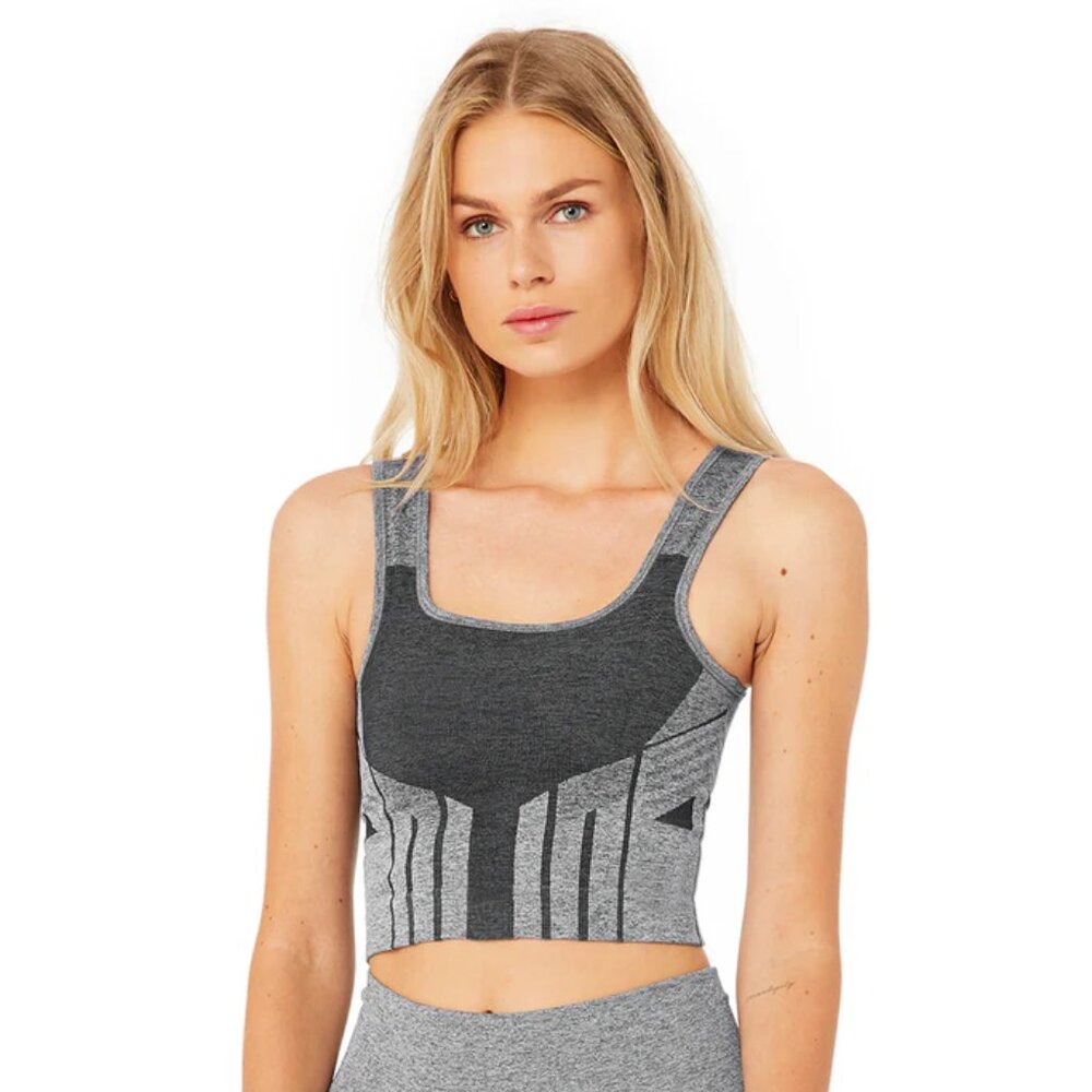 ALO Yoga Tempo Bra Tank in Grey Anthracite Heather, S